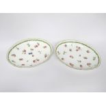 A Pair of Early XX Century Sévres Style Porcelain Dishes, of fluted oval form painted with pink