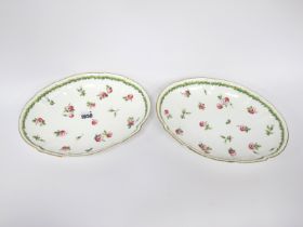 A Pair of Early XX Century Sévres Style Porcelain Dishes, of fluted oval form painted with pink