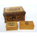 A Late XIX Century Tunbridge Ware Jewellery Box, of shaped rectangular form, the lid with a