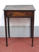 A XIX Century Fruitwood Side Table, with a single drawer, on tapering supports, 67cm high, 50cm