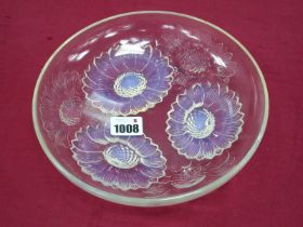 A Lalique Glass 'Vernon' Bowl, in blue opalescence, moulded mark R. Lalique, France, 21cm diameter.