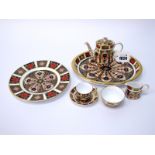 A Royal Crown Derby Miniature Cabaret Set, decorated in Imari pattern 1128, date codes for 1983-4,