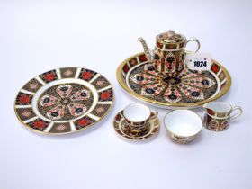 A Royal Crown Derby Miniature Cabaret Set, decorated in Imari pattern 1128, date codes for 1983-4,