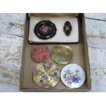 A Stratton Compact and Lipstick Holder, cased, and four further vintage and modern Stratton