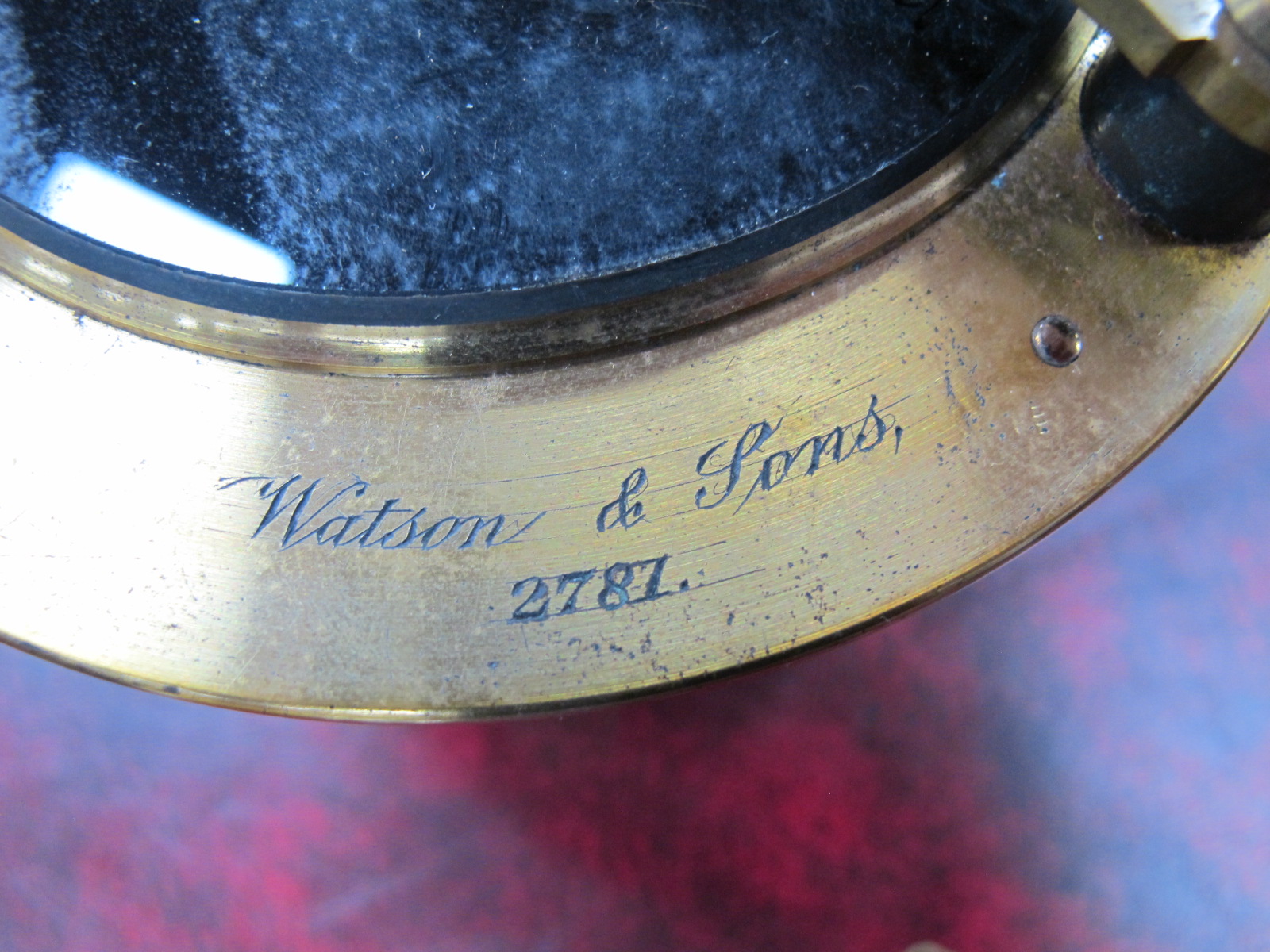 A Watson & Sons Microscope Illumination Lamp, stamped '2781', 14cm diameter, in a wooden case; A - Image 5 of 6