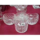 A Waterford Crystal 'Lismore' Pattern Diamond Shaped Vase, etched mark and label, 17.5cm high, a