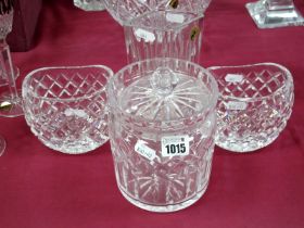 A Waterford Crystal 'Lismore' Pattern Diamond Shaped Vase, etched mark and label, 17.5cm high, a