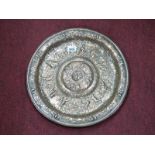 A Late XIX Century Continental Brass Charger, of circular form embossed with mythological figures