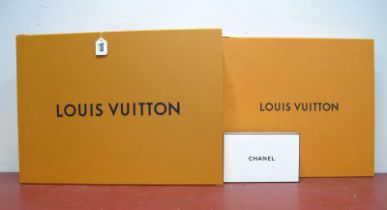 A Louis Vuitton Retailers Packaging Magnetic Box, in Imperial saffron and blue, 42cm high, 59cm