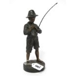 AFTER ANDRÉ JOLIVEAUX An Early XX Century Bronze Figure 'The Angler', the boy standing wearing a
