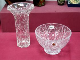 A Waterford Crystal 'Marquis' Vase, of cylindrical form with tapered neck, etched mark, 29.5cm high;