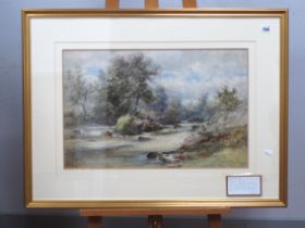 JAMES POOLE (1804-1886) Two Figures Fishing, in a wooded landscape, watercolour, signed lower right,