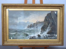 J.H. BLUNT (Late XIX Century) Rough Sea in a Coastal Landscape, oil on canvas, signed and dated '