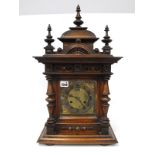 A Late XIX Century Mahogany Cased Mantle Clock, of architectural form with moulded and turned
