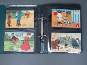 An Album of Early XX Century Picture Postcards, to include: comic, WWI silk, animals, greetings,