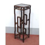 A XIX Century Chinese Hardwood Jardiniére Stand, with a square top, 'C' scroll frieze and shaped