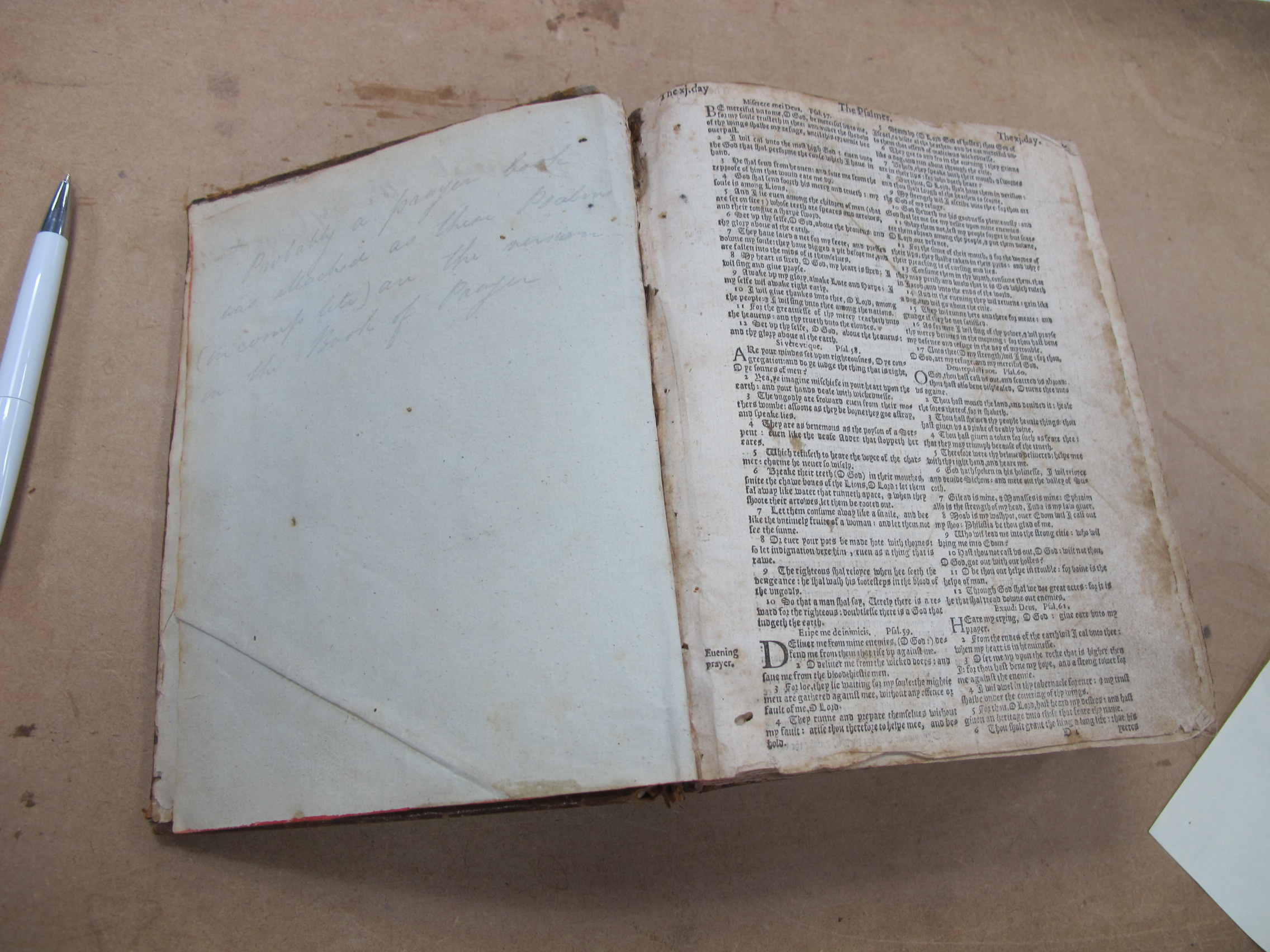 Prayer Book, title page missing and undated, including Book of Psalms, some - Image 3 of 9