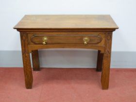 An Early XX Century Art Nouveau Style Oak Side Table, with single drawer, tapering supports with