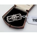 A Decorative Art Deco Style Diamond Set Rectangular Brooch, of openwork design, set throughout