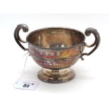 A Hallmarked Silver Twin Handled Trophy Cup, JJ, London 1900, with twin flying scroll handles,