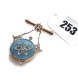 A Highly Decorative French Early XX Century Style Diamond and Enamel Fob Watch Brooch, the blue