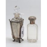 A Hallmarked Silver Mounted Glass Scent Bottle, CSG&Co, Birmingham 1907, of tapering square form,