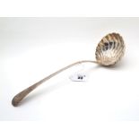 A Georgian Hallmarked Silver Old English Feather Edge Pattern Ladle, possibly John Lambe, London