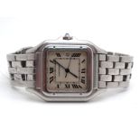 Cartier; A Panthere 1300 Wristwatch, the signed square dial with black Roman numerals, centre