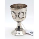 Keith Tyssen; A Hallmarked Silver Goblet, KT, Sheffield 1972, with inverted punch bead decoration,
