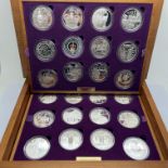 2002 QEII Golden Jubilee Silver Proof Twenty Four Coin Set, in wooden fitted case, 18 out of 24