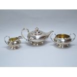 A Georgian Hallmarked Silver Three Piece Tea Set, Emes & Barnard, London 1822, each of plain