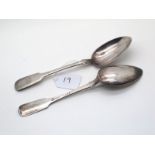 A Pair of Russian (84) Fiddle Pattern Table Spoons, stamped mark for Sazikov with the Imperial