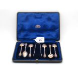 A Decorative Set of Six Hallmarked Silver Teaspoons, Holland Aldwinckle & Slater, London 1910,