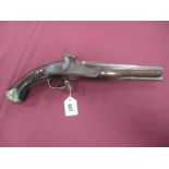 XIX Century Percussion Cap Pistol, with walnut stock, brass furniture and approximately 22.5cm (