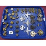 Selection of XX Century British Army Cap Badges, Shoulder Titles, Buttons, Rank Insignia and