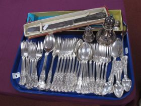 Viners and Roberts & Belk Kings Pattern Plated Cutlery, together with meat knife and fork, boxed