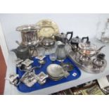 A Mixed Lot of Assorted Plated Ware, including silver plated wine cooler, four piece teaset with