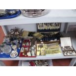 A Mixed Lot of Assorted Plated Ware, including cased and loose cutlery, glassware, plated three