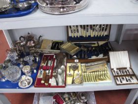 A Mixed Lot of Assorted Plated Ware, including cased and loose cutlery, glassware, plated three