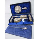 A Matched Hallmarked Silver Dressing Table Set, S. Greenberg & Co, Birmingham 1912, 1913, 1914, in