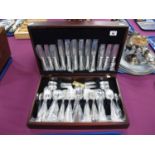 A Six Setting Canteen of Old English Pattern Plated Cutlery, in a fitted canteen case (case 45.8cm