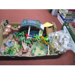 A Collection of Playmobil Plastic Zoo Items, to include entrance gates, enclosures, trees plants,