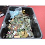 A Tub Containing a Large Quantity of Miniature Plastic Toy Soldiers, a mixture of painted and non-