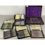 A Cased Set of Six Edwardian Hallmarked Silver Handled Fish Knives and Forks, together with