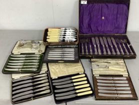A Cased Set of Six Edwardian Hallmarked Silver Handled Fish Knives and Forks, together with