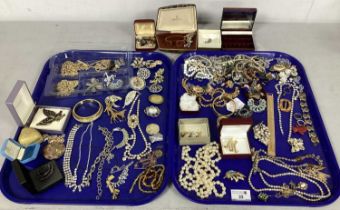 A Large Mixed Lot of Assorted Costume Jewellery, including brooches, bracelets and bangles,