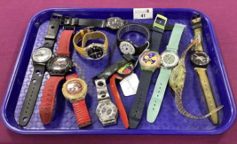 Swatch - A Collection of Assorted Wristwatches, (some damage) :- One Tray