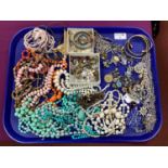 Assorted Costume Jewellery, including imitation pearls, bead necklaces, earrings, bangles, brooches,