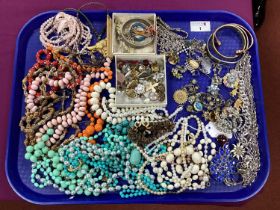 Assorted Costume Jewellery, including imitation pearls, bead necklaces, earrings, bangles, brooches,