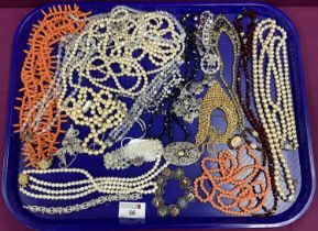 A Mixed Lot of Assorted Costume Jewellery, including imitation pearls, crystal beads, bracelet,